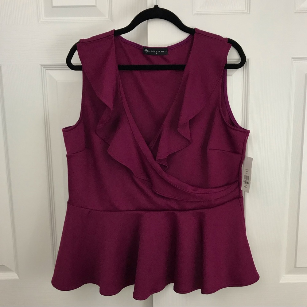 Brand New Dark Pink Purple Peplum Blouse